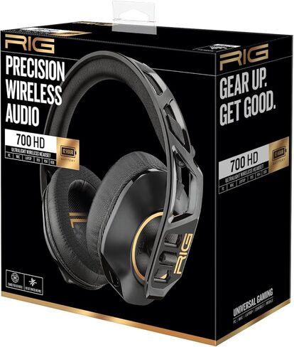 RIG 700HD Ultra-Light Wireless Gaming Headset with Removable Noise Canceling Microphone for Windows 10 and Windows 11 PCs, Mac, PS4, PS5, USB - Black (Renewed) in Kuwait