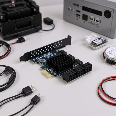 Naroote PCIe إلى 9 منافذ Serial ATA 3.0 بطاقة توسيع، بطاقة تحكم 6 جيجابت في الثانية، محول منفذ تسلسلي مع دعم للفوز، مثالي لتوسيع محرك الأقراص الصلبة SSD in Kuwait