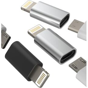 قابس محول Micro USB أنثى إلى Lightning Male (3 حزم) Android إلى iPhone Jack كابل شحن مجموعة كابل شاحن مزود طاقة لـ 14 13 12 11 Pro Max Mini 7 8 Plus X Xs Xr Se لأجهزة iPad in Kuwait