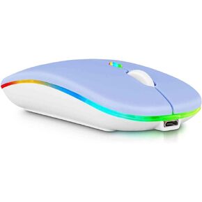 UrbanX Bluetooth Rechargeable Mouse for Lenovo ThinkPad E15 Gen 2 Laptop Bluetooth Wireless Mouse Designed for Laptop/PC/Mac/iPad pro/Computer/Tablet/Android RGB LED Lavender Purple in Kuwait