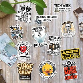 12PCS Tech Week Stage Crew Stickers, Funny Technical Theatre Stickers Die-Cut Waterproof for Laptop, Water Bottle, Phone, Window, Helmet in Saudi Arabia