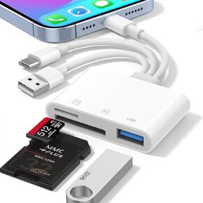 قارئ بطاقة SD لجهاز iPhone iPad Mac، محول 3 في 1 Lightning/USB-C/USB-A MicroSD/SD للكاميرا الرقمية، قارئ بطاقة الذاكرة للتوصيل والتشغيل عالي السرعة لأجهزة Apple جميع الأجهزة/الهاتف من النوع C/الكمبيوتر المحمول/الكمبيوتر in Kuwait