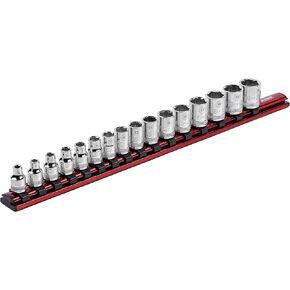 ARES 71181-3/8-Inch Drive Magnetic Socket Organizer - Aluminum Rail Stores up to 12 Sockets and Keeps Your Tool Box Organized in Kuwait
