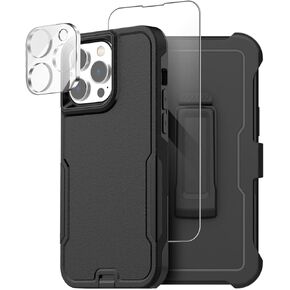 حافظة AICase لهاتف iPhone 14 Pro Max مع واقي شاشة زجاجي + عدسة كاميرا، حماية شديدة التحمل من السقوط لكامل الجسم، غطاء حماية عسكري متين مقاوم للصدمات لهاتف iPhone 14 Pro Max 6.7"_15 in Kuwait