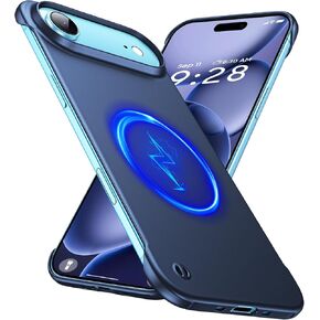 GRECAZO Magnetic Ultra Thin Frosted Designed for iPhone 17 Pro Max Frameless Case 6.9 inch [Compatible with MagSafe] Slim Minimalist Lightweight Matte Hard Cover Protective Borderless Case-Navy Blue in Saudi Arabia