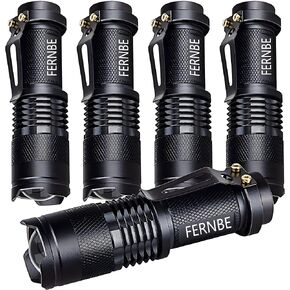 5 حزمة SK-68 3 أوضاع مصباح يدوي صغير LED مصباح الشعلة 7 وات 300 لومن قابل للتعديل التركيز زوومابلي ضوء مقاوم للماء، مع مشبك حزام مصباح يدوي للهدايا، والتخييم in Kuwait