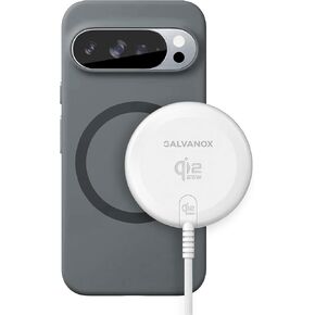 شاحن لاسلكي مغناطيسي بقوة 25 وات من Galvanox لجهاز Pixelsnap - لوحة شحن سريعة Qi2.2 (متوافقة مع MagSafe) كابل USB-C مجدول بطول 6 أقدام لهاتف Pixel 10 Pro XL (أبيض) in Kuwait