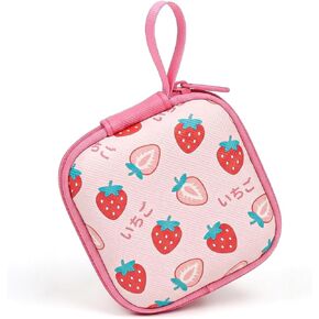 Cute Earbud Case with Carabiner, Mini Hard Shell Carrying Pouch for Wired & Wireless Earphones, Small EVA Travel Organizer Box for Charging Cables, USB Flash Drives & Coins, Peach in Kuwait