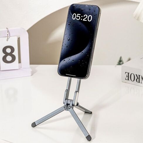 Magnetic Portable Phone Stand with Keychain- Foldable Tripod Compatible with iPhone& Cases, for Home, Outdoor Photography (Silver) in Kuwait