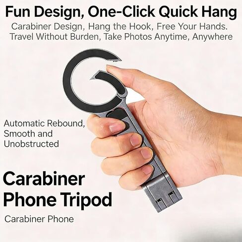 Magnetic Portable Phone Stand with Keychain- Foldable Tripod Compatible with iPhone& Cases, for Home, Outdoor Photography (Silver) in Kuwait