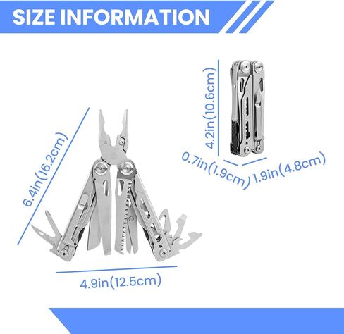 17-in-1 Stainless Steel Multi Tool Pliers with 11 Replaceable Bits, Ergonomic Belt Clip Pocket Wire Cutters and Saw for Picnic, Camping, Hiking Outdoor Travel & Daily Tasks in Kuwait