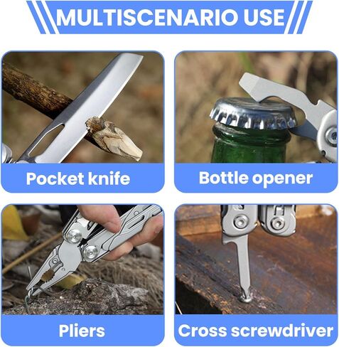 17-in-1 Stainless Steel Multi Tool Pliers with 11 Replaceable Bits, Ergonomic Belt Clip Pocket Wire Cutters and Saw for Picnic, Camping, Hiking Outdoor Travel & Daily Tasks in Kuwait