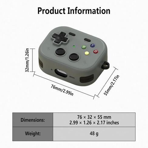 حافظة سيليكون مضحكة ولطيفة من Geiomoo لجهاز Air Pods Pro 3، غطاء بتصميم وحدة تحكم الألعاب الكرتونية مع حلقة تسلق ومجموعة منظف (رمادي) in Kuwait