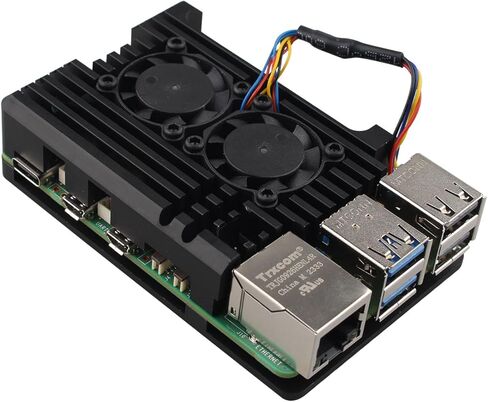 ZDE ZP505 حافظة مدرعة من سبائك الألومنيوم لـ Raspberry Pi 5 حافظة تبريد للمبرد مع مروحة تبريد مزدوجة PWM لـ Raspberry Pi 5 8GB/4GB in Kuwait