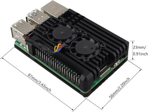 ZDE ZP505 حافظة مدرعة من سبائك الألومنيوم لـ Raspberry Pi 5 حافظة تبريد للمبرد مع مروحة تبريد مزدوجة PWM لـ Raspberry Pi 5 8GB/4GB in Kuwait