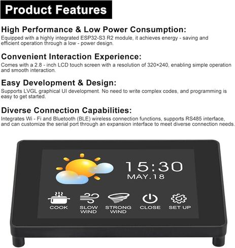 وحدة شاشة لمس ESP32-S3 مقاس 2.8 بوصة، شاشة Esp32 S3 مقاس 2.8 بوصة 240 × 320 IPS LCD EPS32 مع شاشة لمس سعوية تعمل بتقنية WiFi وبلوتوث لـ Arduino in Kuwait