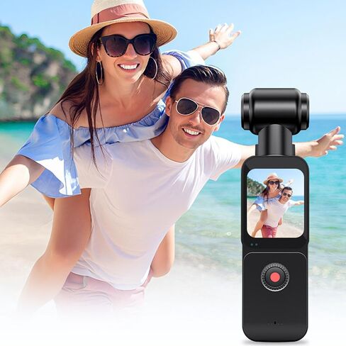 PUSOKEI Handheld Action Camera, 5K HD Vlogging Camera with 1.69" Touchscreen, 270 Rotating Lens, Anti Shake, Loop Recording, WiFi Body for Sports Travel in Kuwait