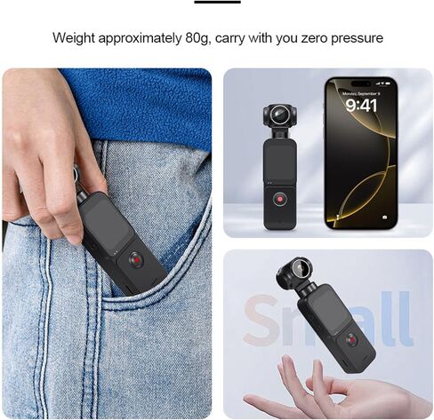 PUSOKEI Handheld Action Camera, 5K HD Vlogging Camera with 1.69" Touchscreen, 270 Rotating Lens, Anti Shake, Loop Recording, WiFi Body for Sports Travel in Kuwait