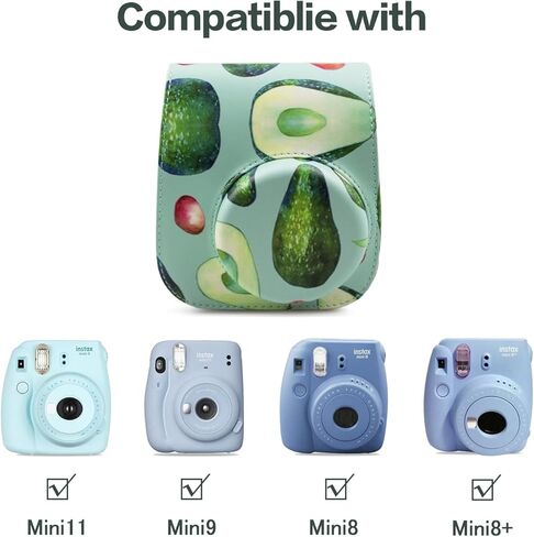 Rieibi Soft PU Leather Mini 11 Case, Protective Case for Fujifilm Instax Mini 11/Mini 9/Mini 8/Mini 8+ Instant Camera with Adjustable Shoulder Strap(NYG) in Kuwait