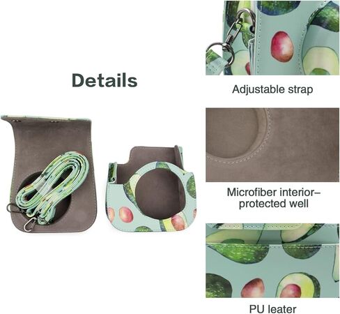 Rieibi Soft PU Leather Mini 11 Case, Protective Case for Fujifilm Instax Mini 11/Mini 9/Mini 8/Mini 8+ Instant Camera with Adjustable Shoulder Strap(NYG) in Kuwait