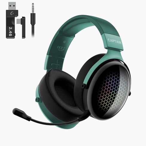 2.4GHz Wireless Gaming Headsets for PS5/PS4/PC/Switch - Bluetooth 5.3 Headphones with 7.1 Surround Sound, Noise-Canceling Mic, 30+Hr Battery & Support Playing While Charging - Turquoise in Kuwait