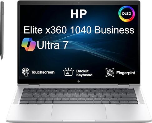 HP Elite x360 1040 Business 2-in-1 Laptop 14.0" Touchscreen OLED 2.8K Display (Intel Ultra 7-155H, 32GB LPDDR5X, 1TB SSD, Active Pen, Backlit KB, Fingerprint, Win 11 Pro) w/DKZ USB Port Expander in Kuwait