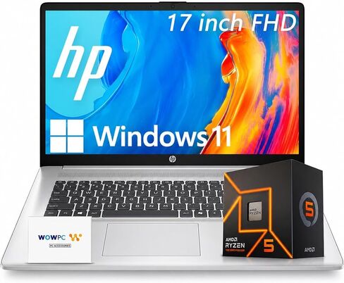 كمبيوتر محمول HP للأعمال مقاس 17.3 بوصة بدقة FHD مع Office 365 للويب، ومعالج AMD 7000 Series Ryzen (Beats Intel i7-1355U)، وCopilot AI، وذاكرة الوصول العشوائي 32 جيجابايت، و1 تيرابايت SSD، وHDMI، وWi-Fi 6، وWindows 11، وWOWPC USB، بدون ماوس in Kuwait
