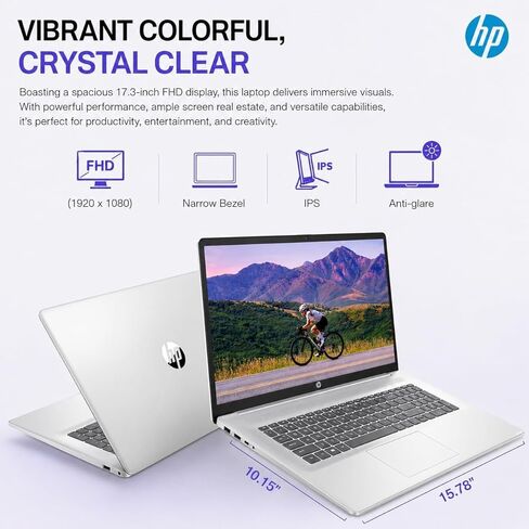 كمبيوتر محمول HP للأعمال مقاس 17.3 بوصة بدقة FHD مع Office 365 للويب، ومعالج AMD 7000 Series Ryzen (Beats Intel i7-1355U)، وCopilot AI، وذاكرة الوصول العشوائي 32 جيجابايت، و1 تيرابايت SSD، وHDMI، وWi-Fi 6، وWindows 11، وWOWPC USB، بدون ماوس in Kuwait