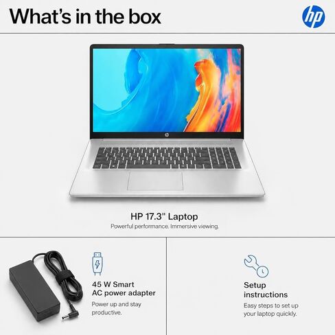 كمبيوتر محمول HP للأعمال مقاس 17.3 بوصة بدقة FHD مع Office 365 للويب، ومعالج AMD 7000 Series Ryzen (Beats Intel i7-1355U)، وCopilot AI، وذاكرة الوصول العشوائي 32 جيجابايت، و1 تيرابايت SSD، وHDMI، وWi-Fi 6، وWindows 11، وWOWPC USB، بدون ماوس in Kuwait
