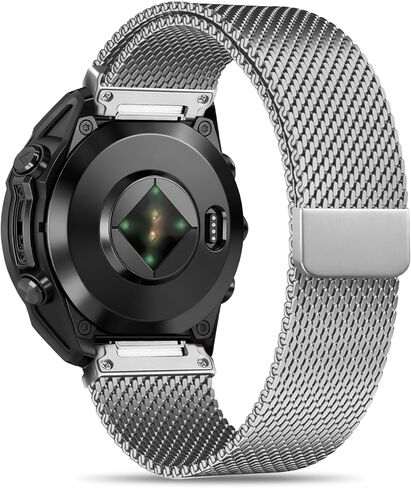 Bolesi Quick Fit Watchband Compatible with Garmin Fenix 8 Pro 47mm/Fenix 7 Pro/6 Pro/5 Plus,22mm Magnetic Buckle Stainless Steel Milanese Loop Mesh Metal Strap for Fenix 8 47mm/7/6/5 Accessory in Saudi Arabia