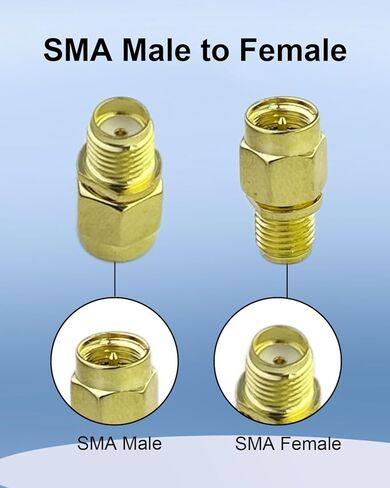 SMA ذكر إلى SMA أنثى Connecto، كابل محوري SMA ذكر إلى أنثى منخفض الخسارة لكابل تمديد هوائي WiFi وFPV، مطلي بالذهب قطعتين in Kuwait