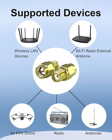 SMA ذكر إلى SMA أنثى Connecto، كابل محوري SMA ذكر إلى أنثى منخفض الخسارة لكابل تمديد هوائي WiFi وFPV، مطلي بالذهب قطعتين in Kuwait