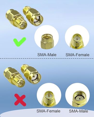 SMA ذكر إلى SMA أنثى Connecto، كابل محوري SMA ذكر إلى أنثى منخفض الخسارة لكابل تمديد هوائي WiFi وFPV، مطلي بالذهب قطعتين in Kuwait