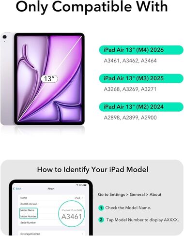 حافظة لوحة مفاتيح مادية لجهاز iPad Air مقاس 13 بوصة (M4 2026/M3 2025/M2 2024)، لوحة مفاتيح قابلة للفصل مع لوحة تتبع متعددة اللمس، حامل ناتئ عائم، إضاءة خلفية 8 ألوان، لا يتطلب شحن، أسود in Kuwait