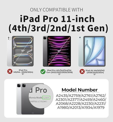 Physical Connection Keyboard Case for iPad Pro 11 inch (4th/3rd/2nd/1st Generation), Smart Detachable Magnetic Keyboard with Multi-Touch Trackpad, Backlit,No Charging Needed, Floating Cantilever Stand in Kuwait