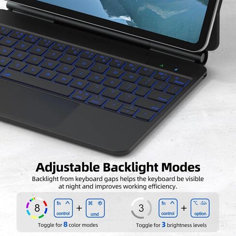 Physical Connection Keyboard Case for iPad 11th Gen (A16, 2025), Instant Connect, No Charging Needed, Magic-Style Floating Cantilever Stand with Multi-Touch Trackpad, 8-Mode Backlit, Black in Kuwait