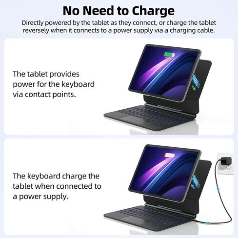 Physical Connection Keyboard Case for iPad 11th Gen (A16, 2025), Instant Connect, No Charging Needed, Magic-Style Floating Cantilever Stand with Multi-Touch Trackpad, 8-Mode Backlit, Black in Kuwait
