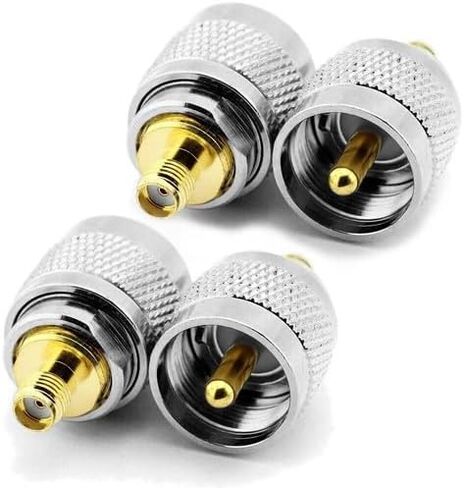 4-Piece PL-259 UHF Male to SMA Female RF Adapter Set: Nickel-Plated Brass, Gold-Plated Copper, 50 Ohm, for CB & Ham Radio in Kuwait