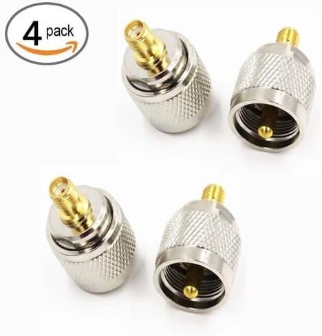 4-Piece PL-259 UHF Male to SMA Female RF Adapter Set: Nickel-Plated Brass, Gold-Plated Copper, 50 Ohm, for CB & Ham Radio in Kuwait