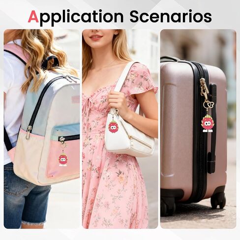 حافظة حامل سلسلة مفاتيح من جلد البولي يوريثان من MC Fashion متوافقة مع AirTag، حافظة تعقب سحرية على شكل حلقة مفاتيح زهرية الكوبية (أبيض) in Kuwait