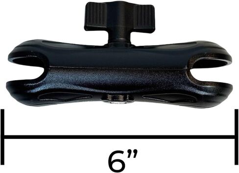 6 Inch Double Socket Arm for 1.5" C-Size Mounts – Short Arm, Adjustable Aluminum for Transducer Poles, Sonar, & Marine Electronics - Compatible with RAM Mounts in Kuwait