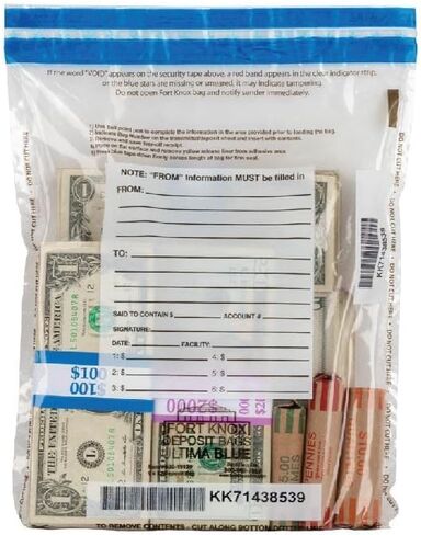BankSupplies Ultima Value Bags | 9W x 12H | 100 Pack | Tamper Evident Seal | Write-on Panel | Captive Flap Closure | Sequential Numbering & Tear-Off Receipt | Audit Friendly | Deposit Plastic Bags in Kuwait