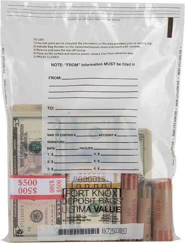 BankSupplies Ultima Value Bags | 9W x 12H | 100 Pack | Tamper Evident Seal | Write-on Panel | Captive Flap Closure | Sequential Numbering & Tear-Off Receipt | Audit Friendly | Deposit Plastic Bags in Saudi Arabia