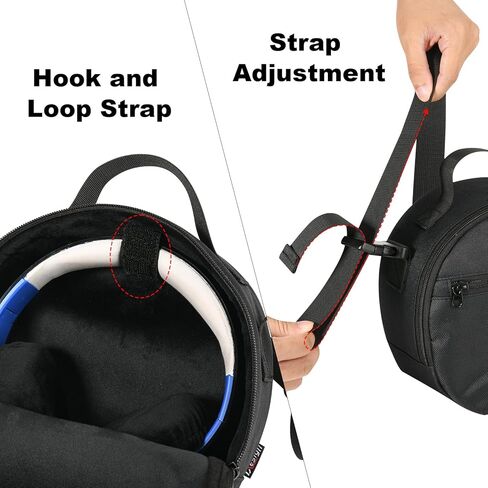 DJ Headphone Case with Adjustable Shoulder Strap Accessory Pocket Storage Bag for Headphone Headset in Kuwait