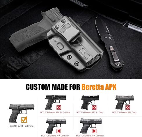 حافظة GUN & FLOWER بوليمر IWB متوافقة مع Beretta APX بالحجم الكامل، حزام داخلي مخفي للحمل ملائم حسب الطلب Beretta APX بالحجم الكامل 9 مم، 40، Adj. غير قادر والاحتفاظ، اليد اليمنى in Kuwait