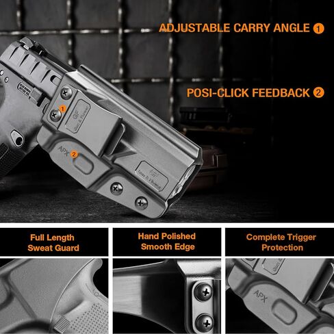 حافظة GUN & FLOWER بوليمر IWB متوافقة مع Beretta APX بالحجم الكامل، حزام داخلي مخفي للحمل ملائم حسب الطلب Beretta APX بالحجم الكامل 9 مم، 40، Adj. غير قادر والاحتفاظ، اليد اليمنى in Kuwait