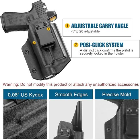 IWB Kydex Holster - Compatible ONLY with Glock 19 / 19X / 26/44 / 45 (Gen 3-5) & Glock 23/32 (Gen 3-4) with TLR1 / TLR-1 HL/TLR-1 HL-X/TLR-1 HP-X Installed, Right-Hand in Kuwait