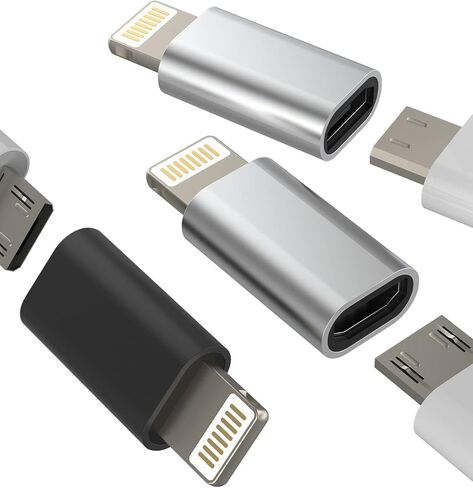 قابس محول Micro USB أنثى إلى Lightning Male (3 حزم) Android إلى iPhone Jack كابل شحن مجموعة كابل شاحن مزود طاقة لـ 14 13 12 11 Pro Max Mini 7 8 Plus X Xs Xr Se لأجهزة iPad in Kuwait