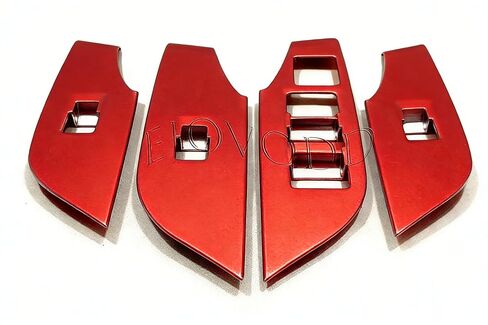 Car Accessories Interior Door Window Switch Panel Cover Window Control Button Trim Fit for RAV4 2019 2020 2021 2022 2023 2024 (Red) 4PCS ABS in Kuwait