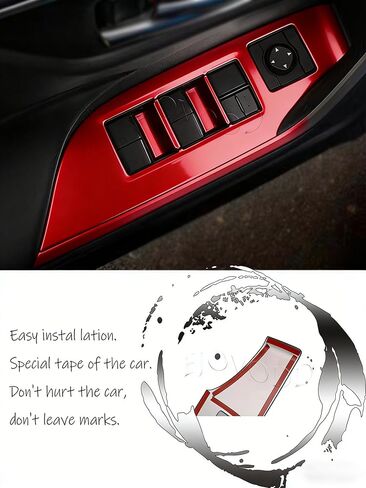 Car Accessories Interior Door Window Switch Panel Cover Window Control Button Trim Fit for RAV4 2019 2020 2021 2022 2023 2024 (Red) 4PCS ABS in Kuwait